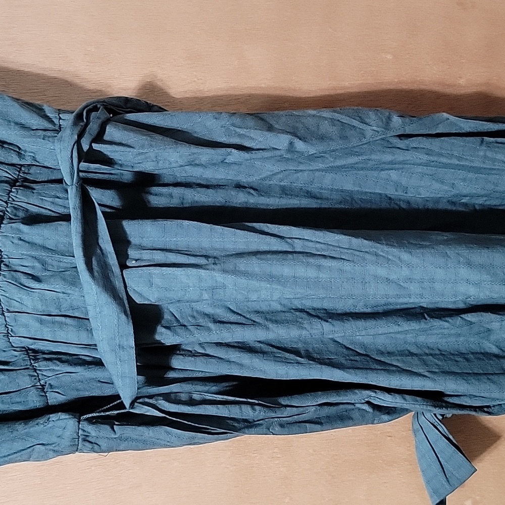 Nwt Universal Thread Dress Teal Wrap Top Full Skirt V Neck Textured - Picture 7 of 12